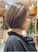 くびれショートヘア白髪ぼかしハイライトダブルカラー白髪染め