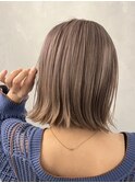小顔黒髪オリーブグレーココアベージュボブ髪質改善ブリーチ新宿