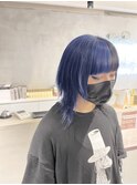 ツートンカラー　ブルー×ブラック