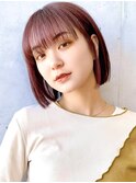 Say.ピンクラベンダーミニボブぱっつん前髪似合わせカット表参道