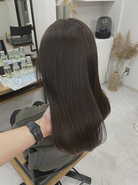 ウル 岡山駅店(ULu.) ブリーチなしワンカラー オリーブベージュ