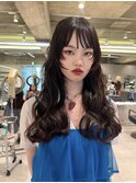 シースルーバング顔まわりカット姫カット顔まわりレイヤー