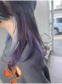 個性派パープルインナーカラークラゲヘアー小顔スタイル