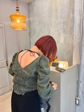 アソビ(Asobi) 【ブリーチ1回】ボルドーレッド×ミニボブ