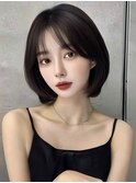 渋谷 ボブ 韓国ヘア ショートボブ 顔周りレイヤー 小顔カット 