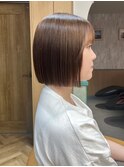 ミルクブラウン切りっぱなしボブ
