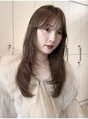 レイヤーカット/グレージュブラウン/韓国巻き/顔周りカット0508