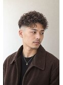 メンズハイフェードパンチパーママロンベージュ