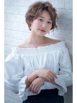 ヘアーアートシフォン 川口東口店(hair art chiffon) インナーハイライト＆オレンジのハンサムなウェーブショート
