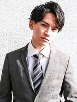 七三オールバック　コンマバング　ビジネス　かき上げヘア