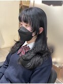 ＊顔まわりウルフカット！暗髪黒髪ロングウルフレイヤーカット