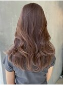 ピンクベージュレイヤーカット_グレージュカラーボブ_ba400701