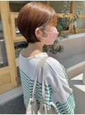 ナチュラルショート/ショートボブ/耳掛け/ベージュ/前髪