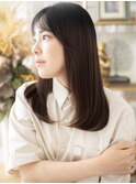 シースルーバングアースカラーエアストレートa戸頭20代30代40代