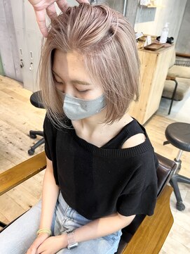 ムク 横浜店(muku) ホワイトベージュ　ハイトーンボブ　ケアブリーチ