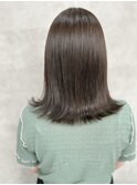 オリーブグレージュ/髪質改善/切りっぱなしボブ/ブリーチなし