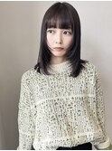 ミディアムレイヤー 内巻き ダークアッシュ 透明感