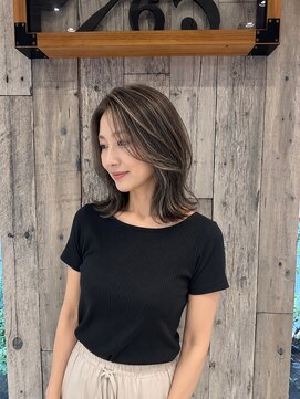 アース 熊本光の森店(HAIR&MAKE EARTH) 20代30代40代ハイライト外国人風カラープラチナベージュボブ