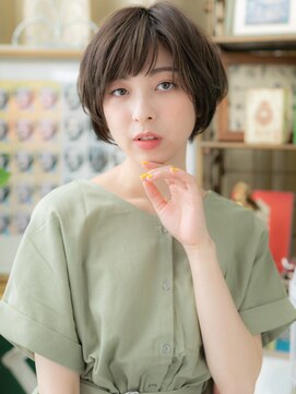 カバーヘア ブリス 川口(COVER HAIR bliss) 黒髪斜めバング大人かわいいショートマッシュ川口