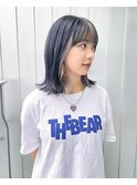 切りっぱなしボブ×フェイスフレーミングカラー×ネイビー