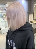 ba386プラチナベージュマッシュルームヘア切りっぱなしボブ