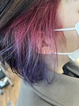 ヘアー バイ ミーズ(hair by Mii’s) イヤリングカラー　ピンク×パープル