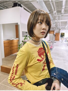 ブランコ 名古屋栄(BLANCO) 【nao. style】シンプル ミニボブ ベージュカラー