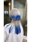 クラゲウルフハイレイヤーシルバー裾ブルーカラー