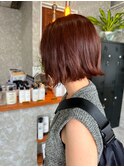 【えいじ】ミニボブ×外ハネ×レッドブラウン
