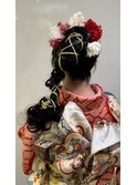 成人式振袖着付け　メイク　振袖ヘアアレンジ