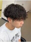 刈り上げツーブロックマッシュ波巻きスパイラルパーマ