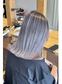 バレイヤージュグレージュハイライトダブルカラーケアブリーチ