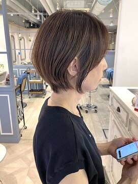 シェノン 赤羽店(CHAINON) 小顔に見える耳かけ丸みショートボブベージュカラー赤羽美容室