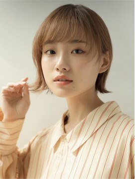 アース 栄店(HAIR&MAKE EARTH) earthショートレイヤーボブミルクティー丸みショートボブ