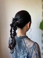 クレエ ヘアー デザイン(creer hair design)&nbsp;大人可愛い編み下ろしヘアセットお呼ばれ結婚式二次会カチモリ