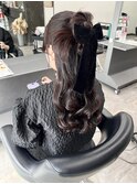 ヘアセット　カチモリ　ハーフアップ