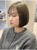 花田/ブリーチなしダブルカラーオリーブベージュボブ下北沢韓国