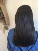 ネイビーブラック_韓国グランジヘア_ロングヘアー