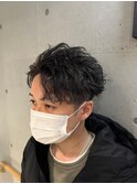 無造作スパイラルパーマ刈り上げマッシュメンズパーマ