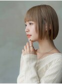 大人かわいい前髪セシルカットココアブラウンフリンジウェーブ