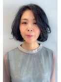 韓国ウェーブ立体感ふわふわウェーブボブ大人可愛い小顔スタイル