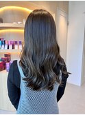 20代30代細めハイライトくすみアッシュカールセミロング