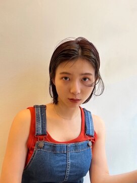 エイチ 梅田(H) レイヤーミニウルフチェリーブラウンショート美髪前下がりボブ