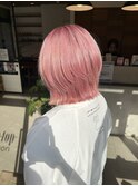 ピンクカラー×レイヤーボブ