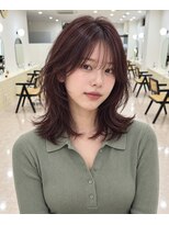 モト 船橋(moto)&nbsp;韓国アイドルミディアムハッシュカット艶チェリーブラウン船橋