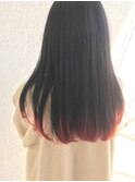 ロングヘアー/赤髪/アクセントカラー