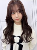 チョコレートブラウン/透明感/ワンホン/ウェーブ巻き