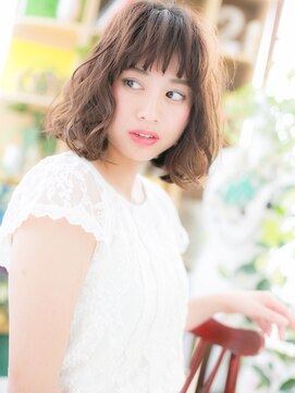 カバーヘア イヴ 戸頭店(COVER HAIR EVE) オン眉バレイヤージュランダムボブパーマc5戸頭20代30代40代