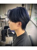 ブルーブラック／カルマパーマ/マッシュウルフ