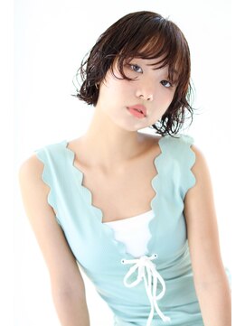 ヘアサロンガリカアオヤマ(hair salon Gallica aoyama) 前髪ありゆるふわパーマでキマるオシャレミニボブ